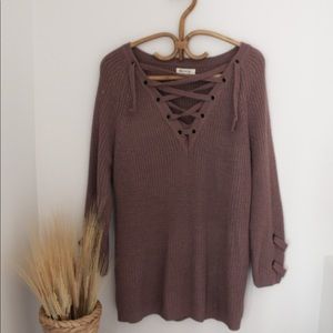 Lace-up sweater